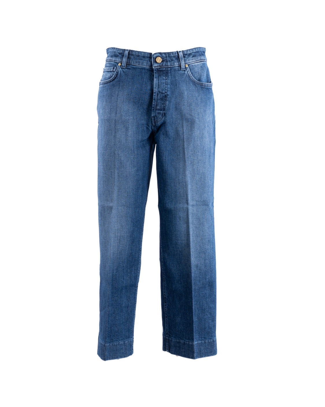 shop DON THE FULLER  Jeans: Don The Fuller denim "Stoccarda".
Vestibilità ampia e corta.
Lavaggio: blu.
Abbottonatura con bottoni dorati, targhetta in pelle rosa, puntino rosa.
Composizione: 98% cotone organico 2% elastan riciclato.
Made in Italy.. STOCCARDA DTF-D number 8217529